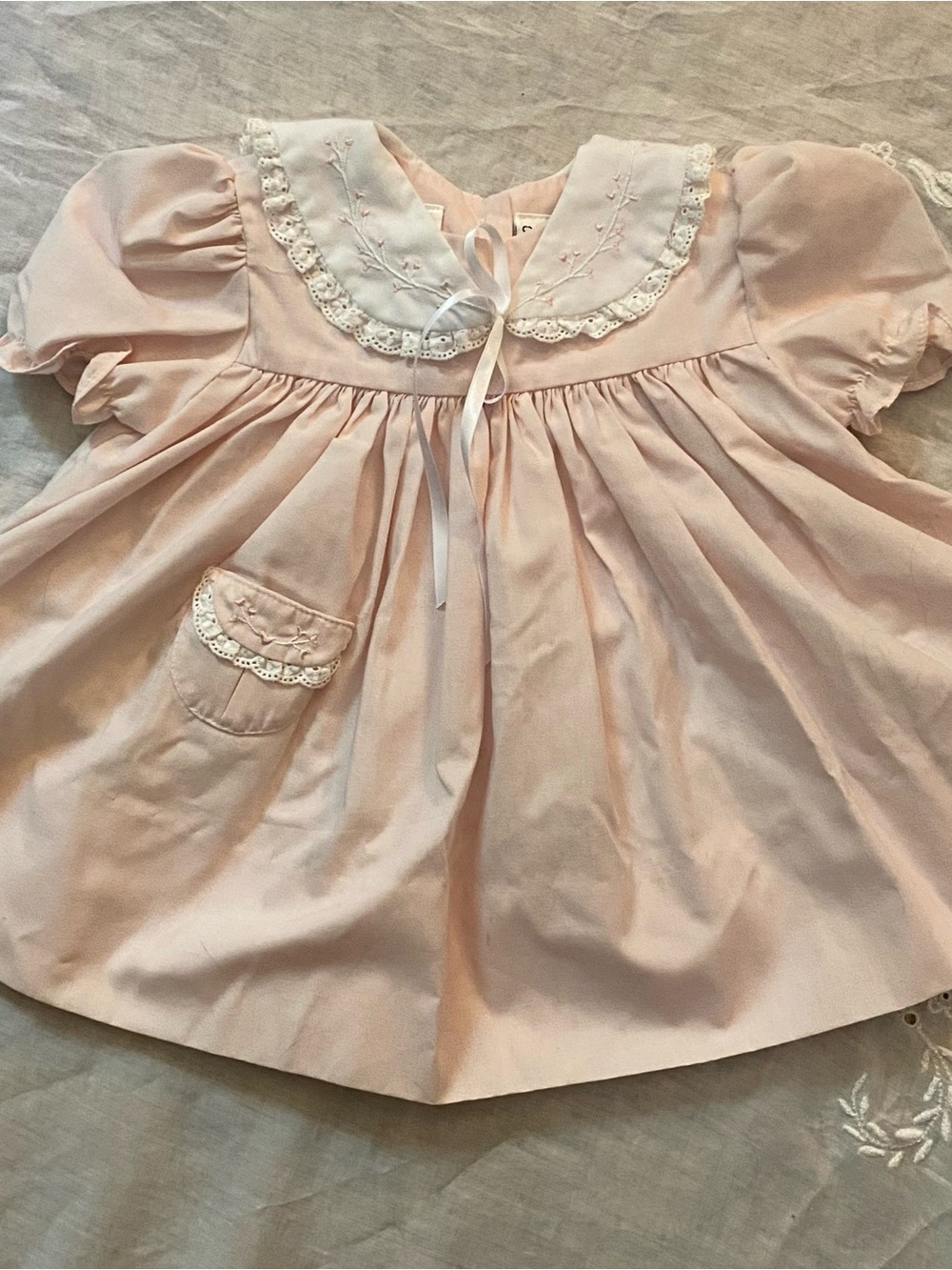 Sarah Louise England Baby Girls Pink Dress 3 Mos Peter Pan Collar Vintage